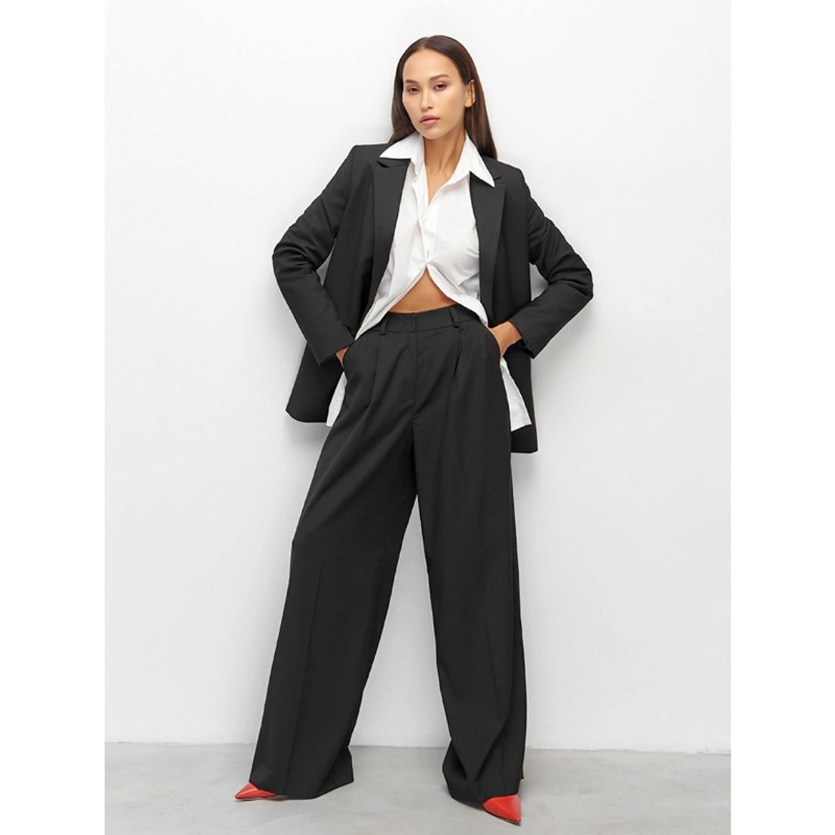 GIOIO - Pantalón Vestir Mujer Tiro Alto Fluido Casual Delgado