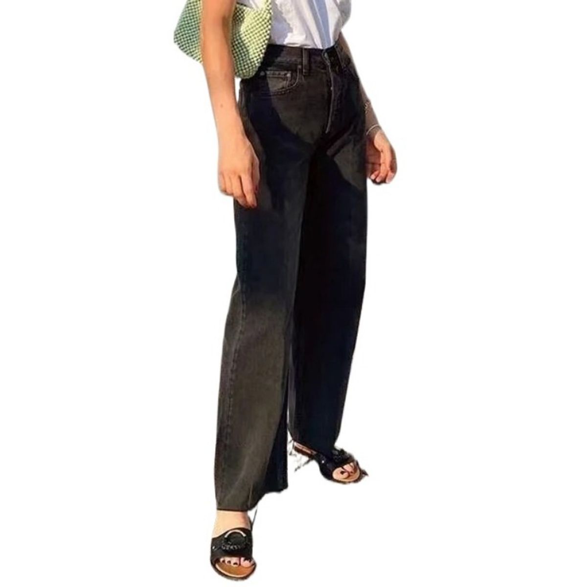 GIOIO - Pantalón Vaquero Mujer Tiro Alto Palazzo Casual