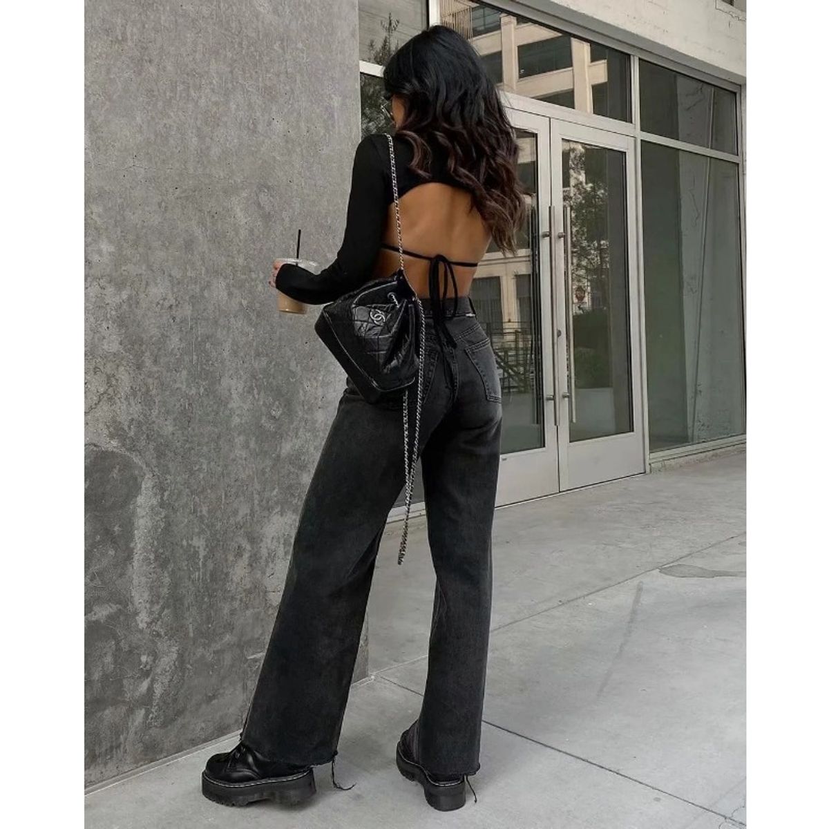 GIOIO - Pantalón Vaquero Mujer Tiro Alto Palazzo Casual