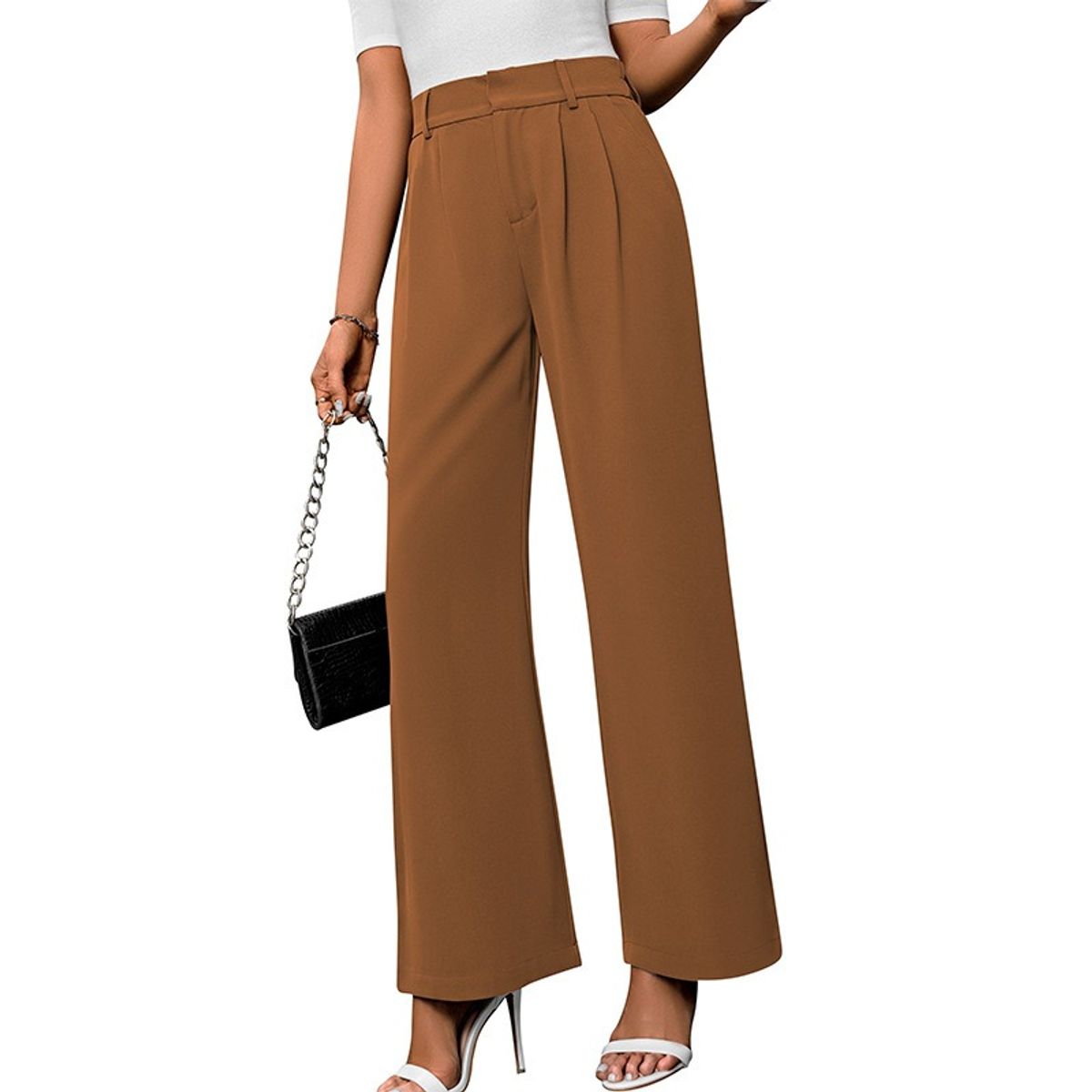 GIOIO - Pantalón Mujer Tiro Alto Palazzo Casual Oficina