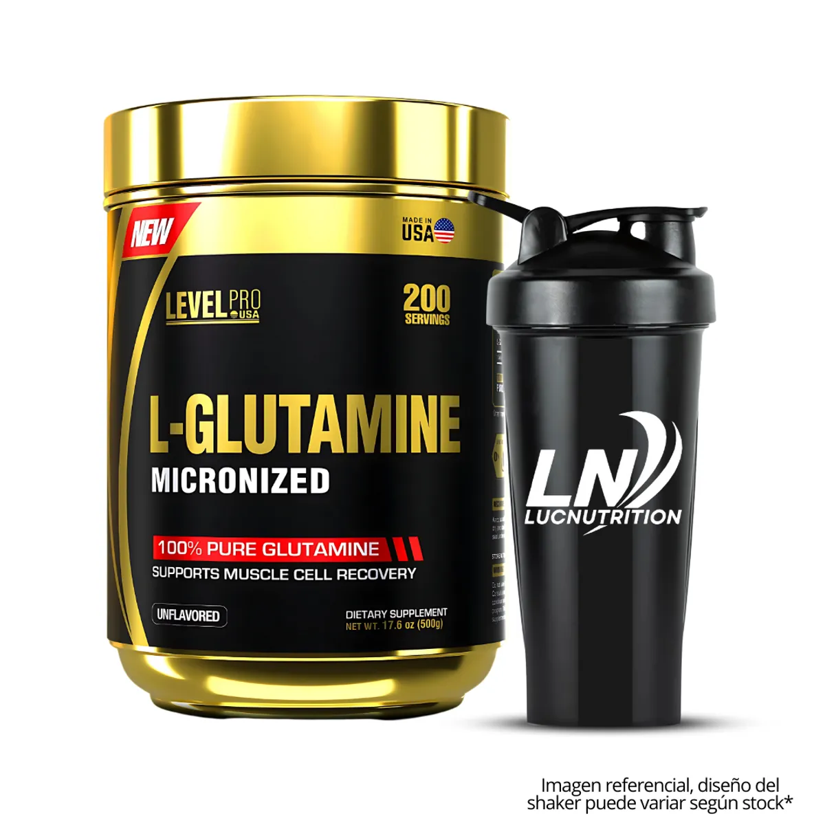 LEVEL PRO - Glutamina Level Pro 500 gr + Shaker
