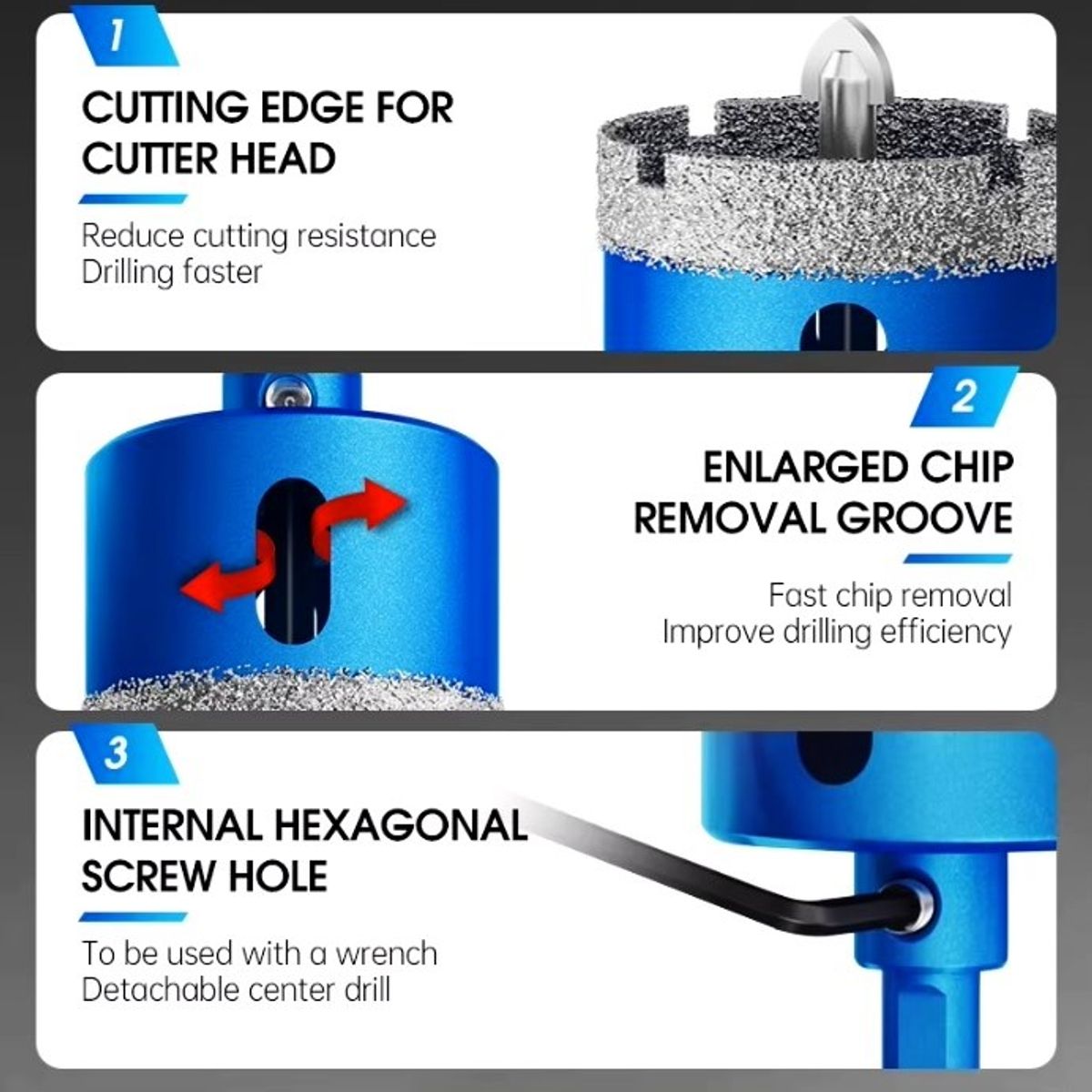 HOT TOOLS - Broca Diamantada 60mm Con Guia Para Tubo Desagüe 2 Ceramico Porcelanat