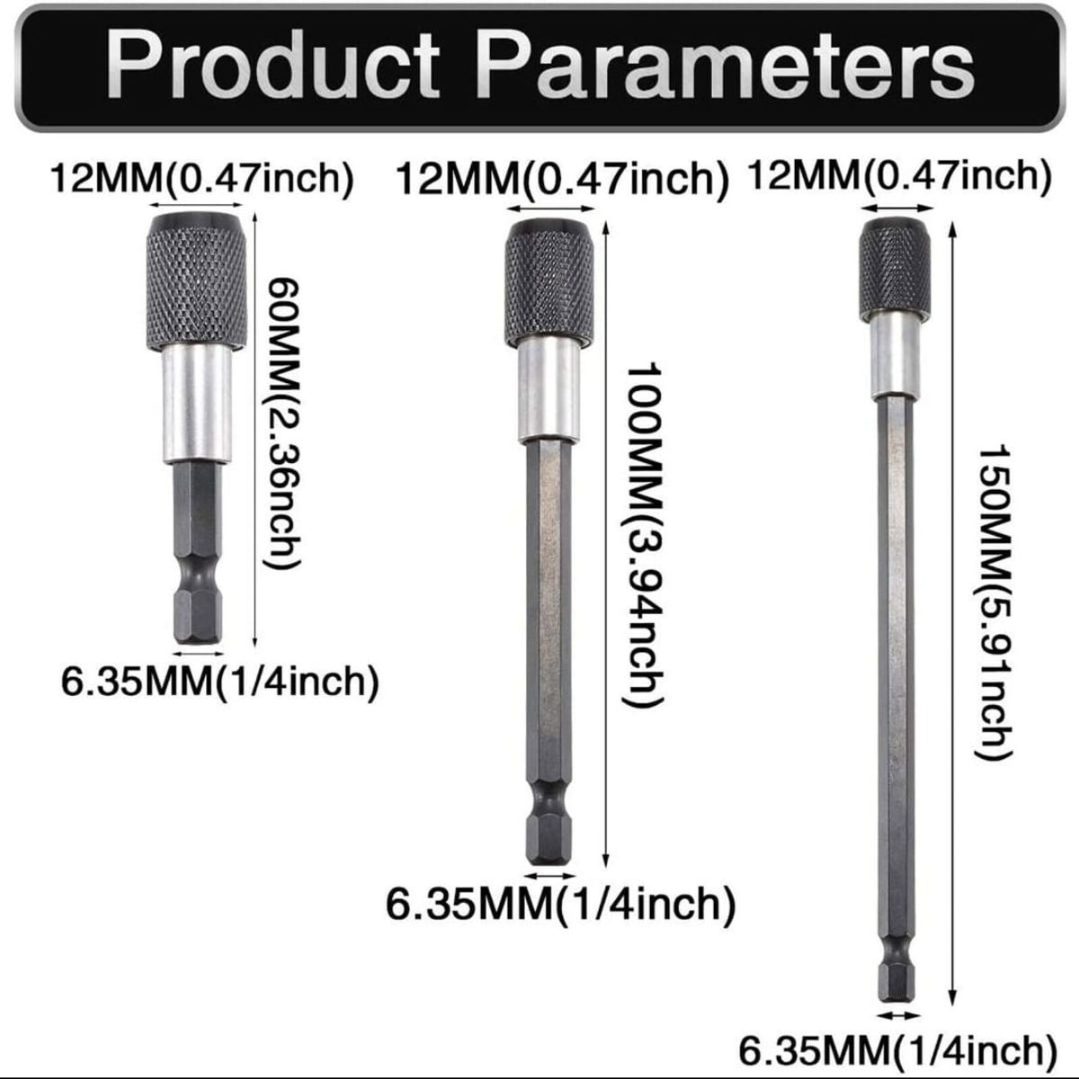 GENERICO - EXTENSION APADTADOR 3 UNIDADES DE 60/100/150MM PARA TALADRO