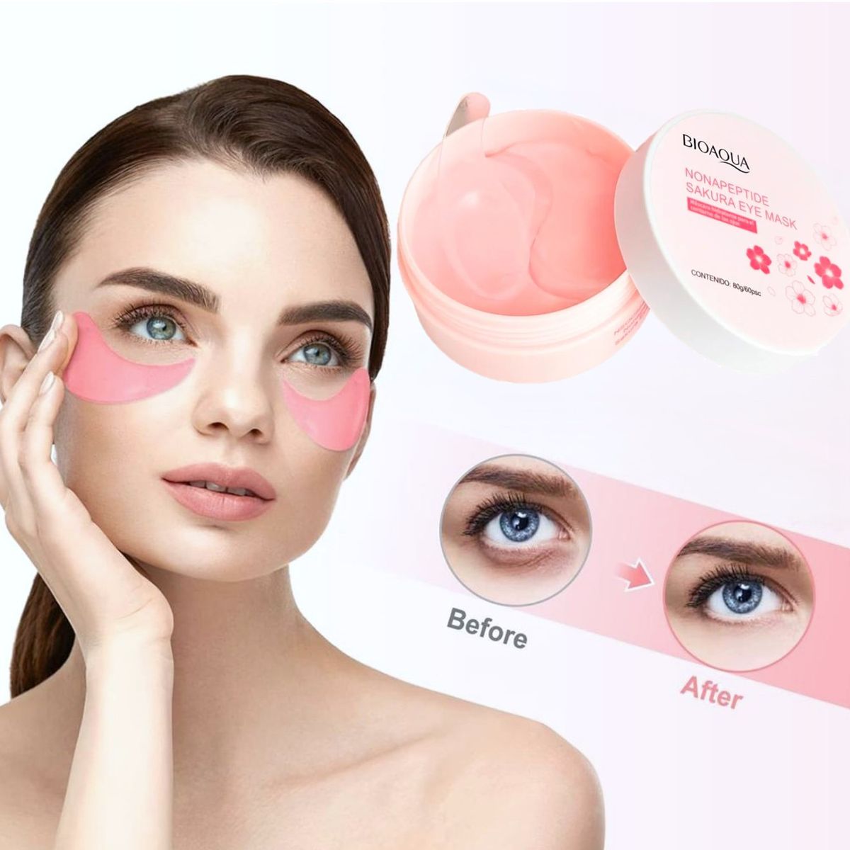 BIOAQUA - Mascarilla parches para Ojeras de sakura 60 piezas Bioaqua