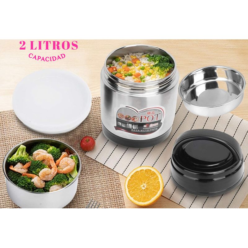 GENERICO - FIAMBRERA LONCHERA TÉRMICA PORTÁTIL ACERO INOXIDABLE 2000ML