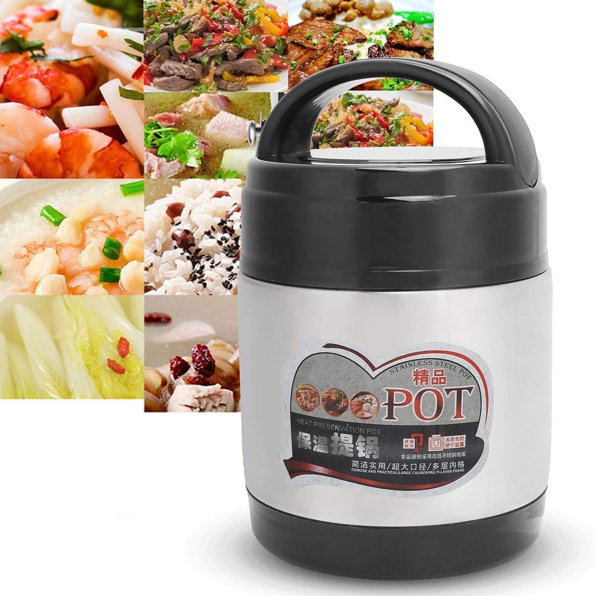 GENERICO - FIAMBRERA LONCHERA TÉRMICA PORTÁTIL ACERO INOXIDABLE 2000ML