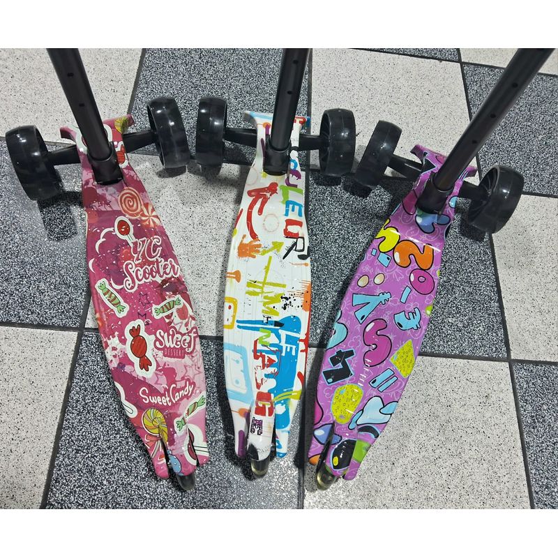 GENERICO - SCOOTER PLEGABLE PARA NIÑOS Y NIÑAS CON LUCES LED GRAFITI