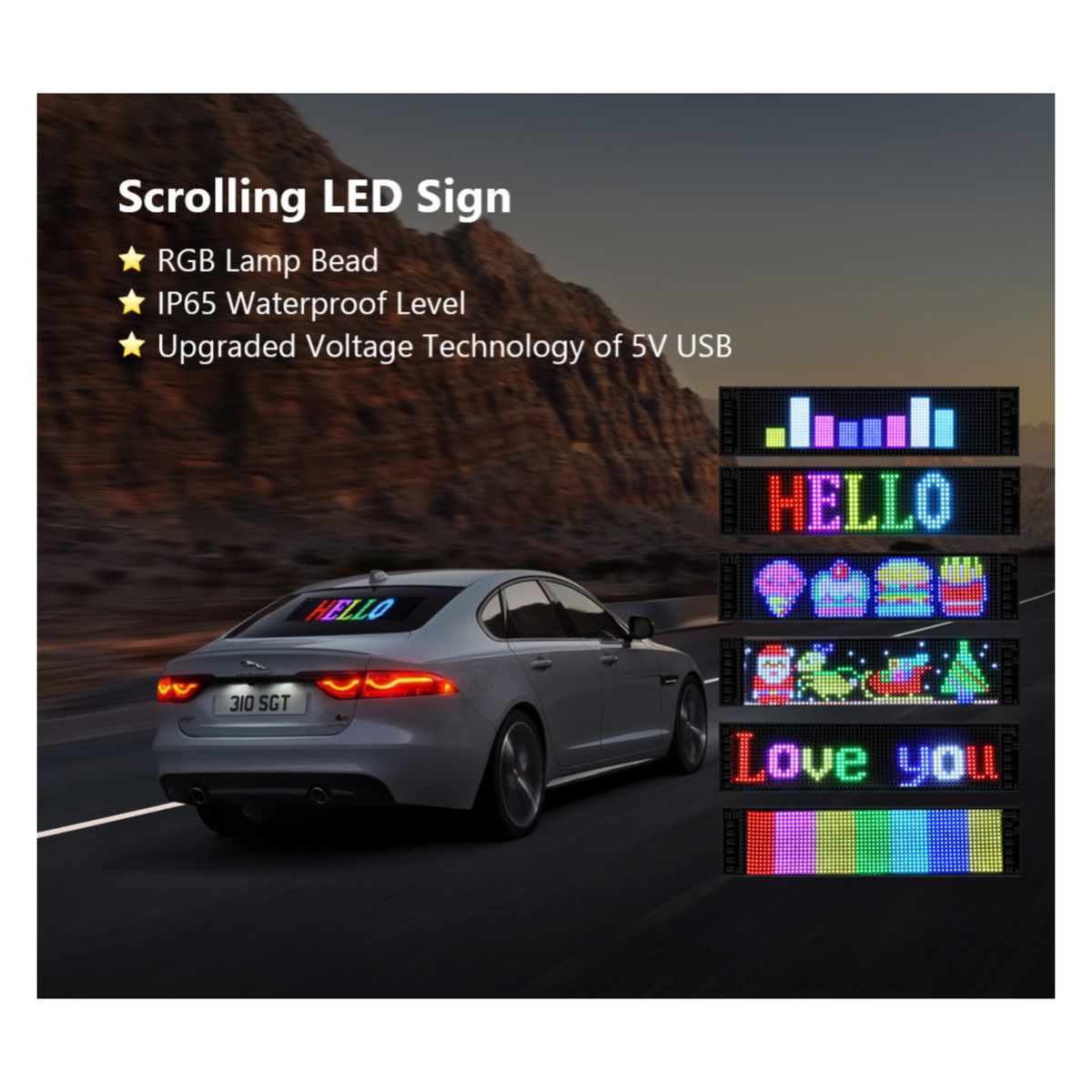 OEM - Letrero LED flexible PROGRAMABLE USB 10 x 35 cm