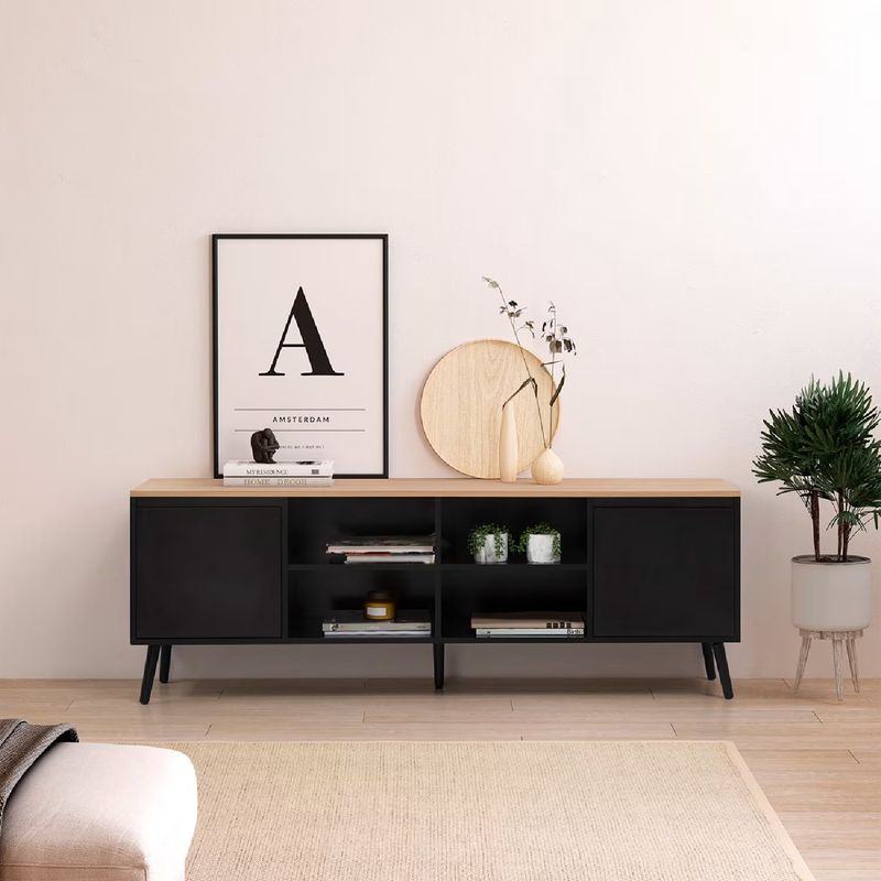 R&R MUEBLES - Mueble para TV Moderna Linares NegroDuna R&R MUEBLES