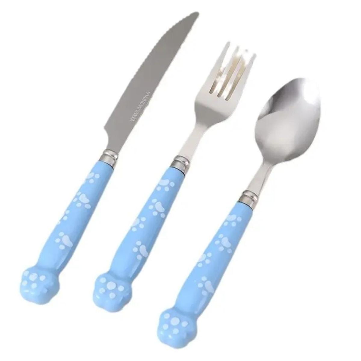 GENERICO - SET DE CUBIERTOS KAWAII KIDS COLOR CELESTE