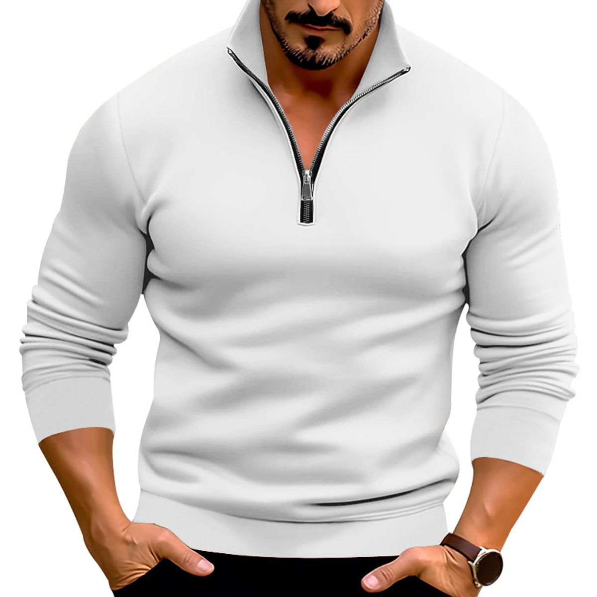 BLWOENS - Polera de manga larga para hombres - Blanco
