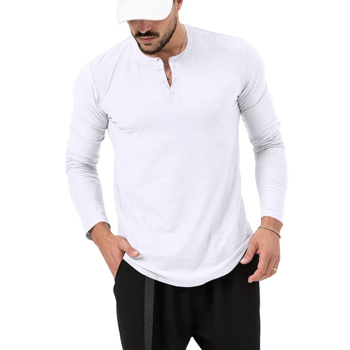 BLWOENS - Polera de manga larga para hombres - Gris