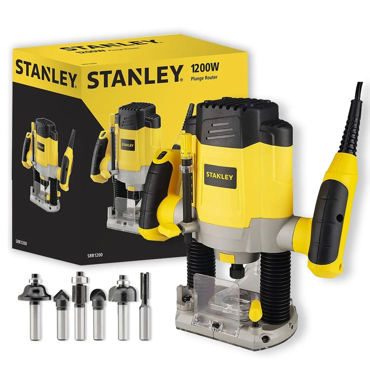 STANLEY - Ruteadora 14 1200W 6 Fresas + Sierra Caladora 600W SRR1200-K10