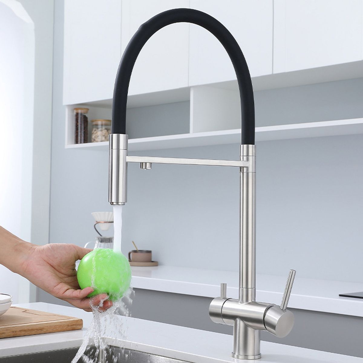 FRITECSA - Grifo de Cocina de Acero Inoxidable Dual