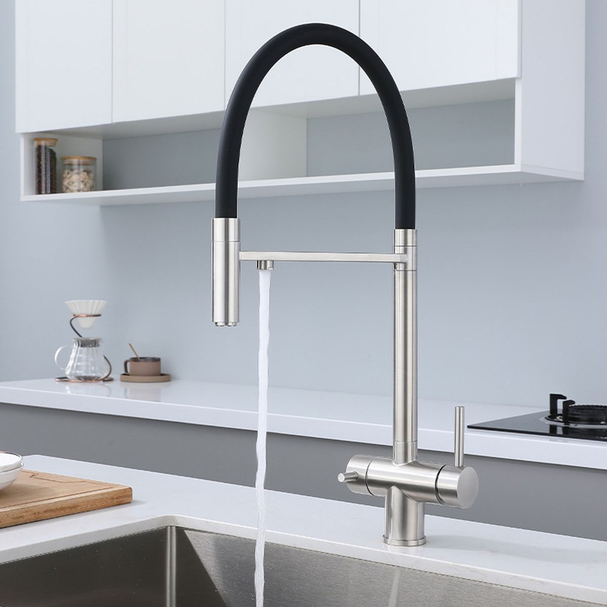 FRITECSA - Grifo de Cocina de Acero Inoxidable Dual