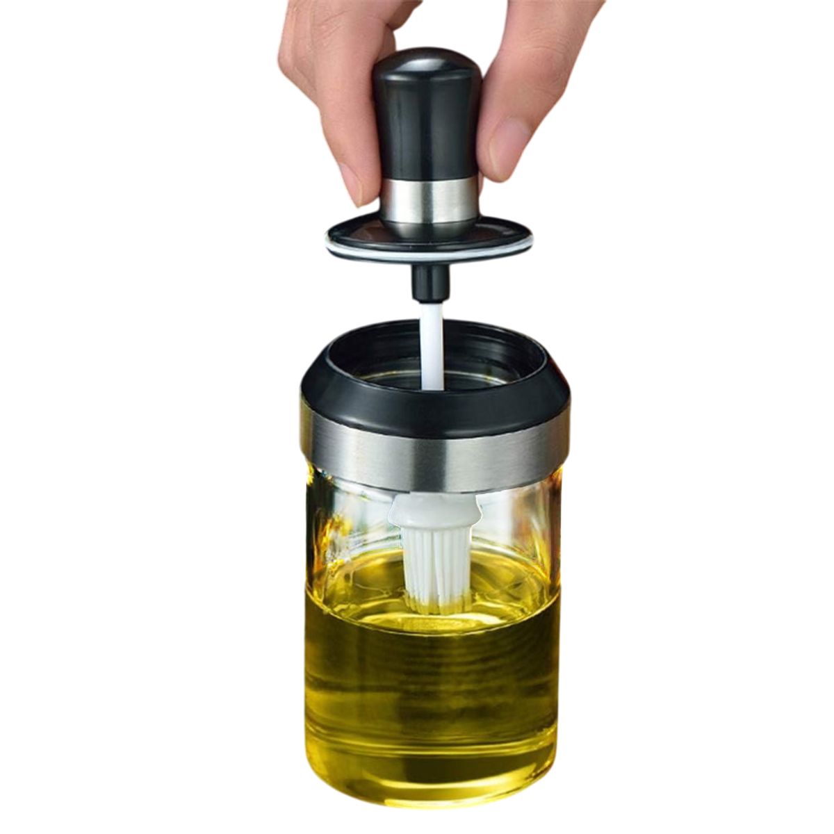 INSPIRA - Set de 3 Condimenteros con Cuchara para Aceite Frasco de Vidrio