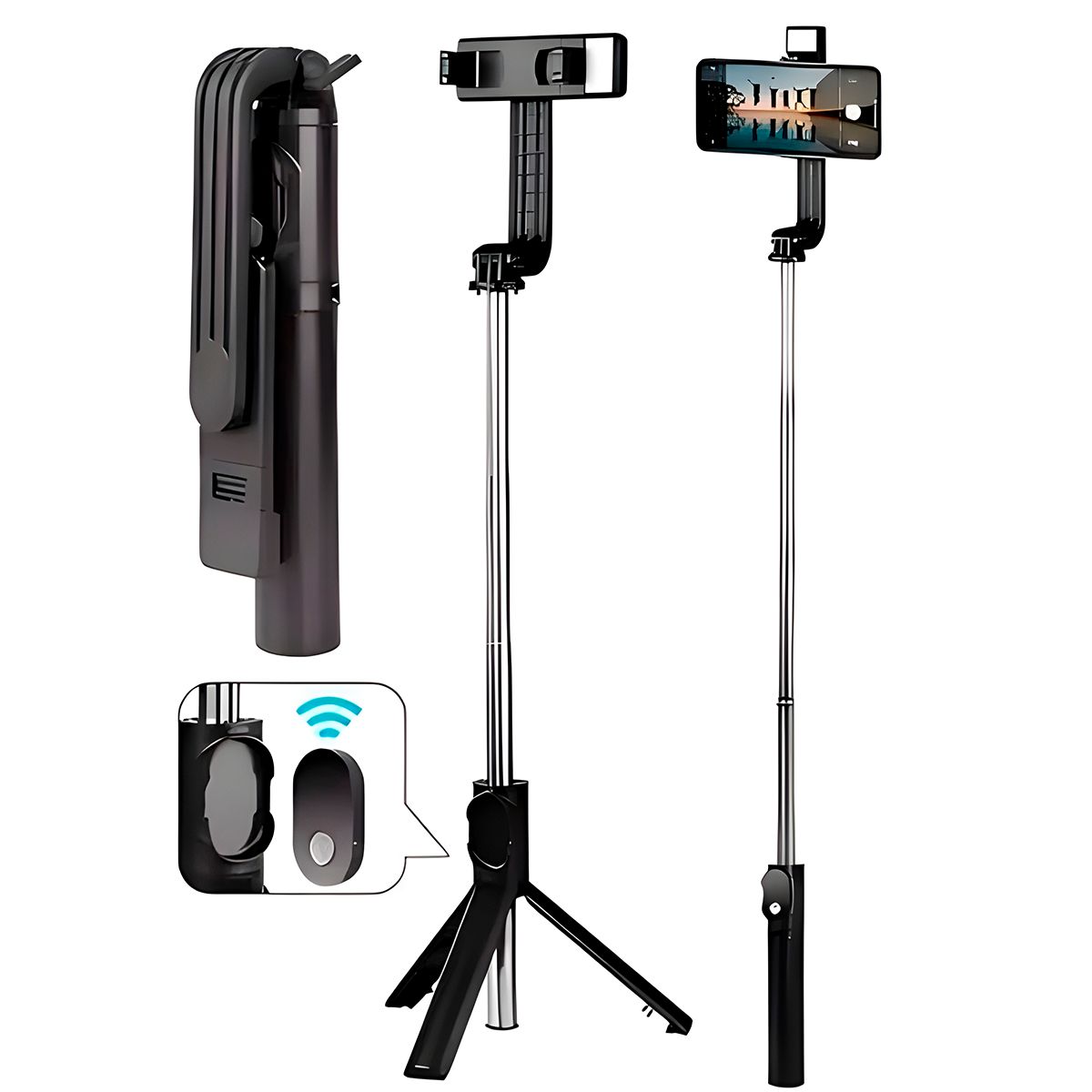 GENERICO - Palo Selfie 3 en 1 P20S Bluetooth 72cm Para iOS y Android Ajuste 360°