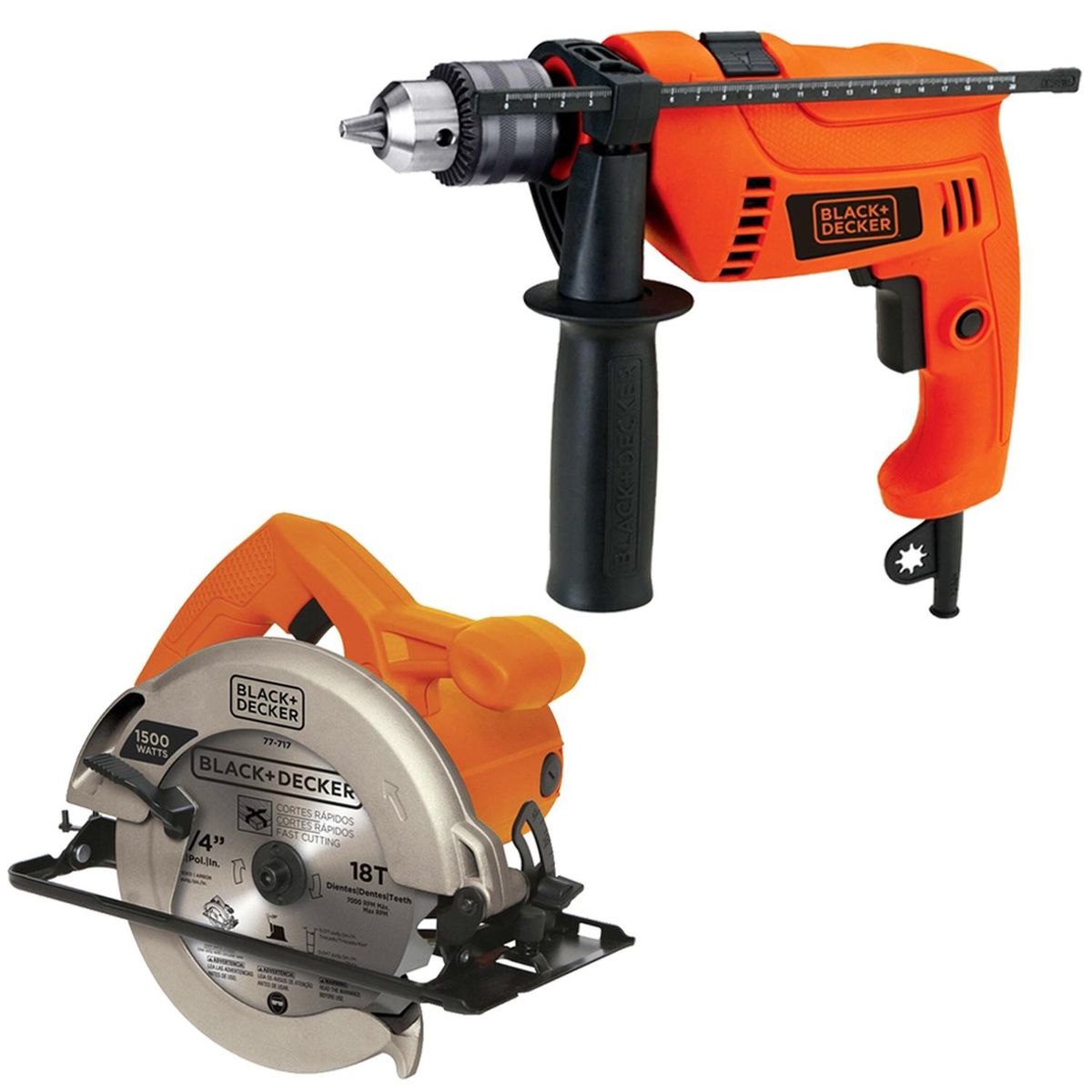 BLACK+DECKER - Taladro Percutor 12 550W + Sierra Circular 7 14 1500W HD555-K21
