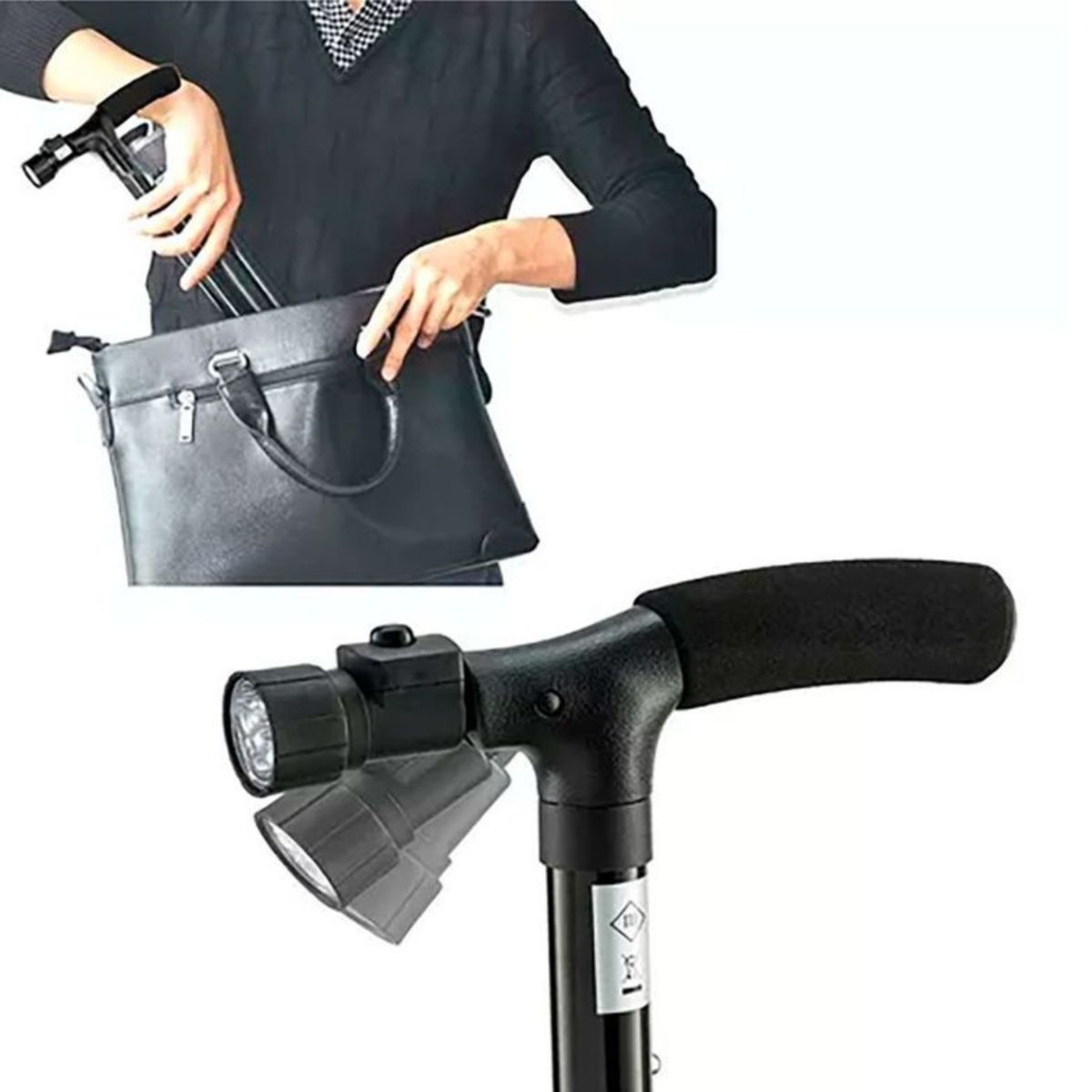 GENERICO - Bastón Plegable Con Luz LED Antideslizante