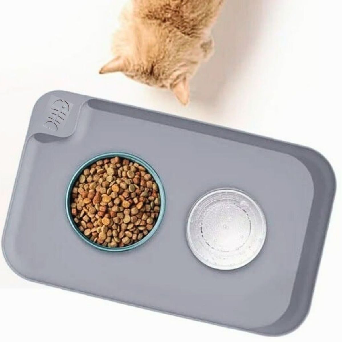 GENERICO - Bandeja de Comida Para Mascotas Antiderrame GRIS