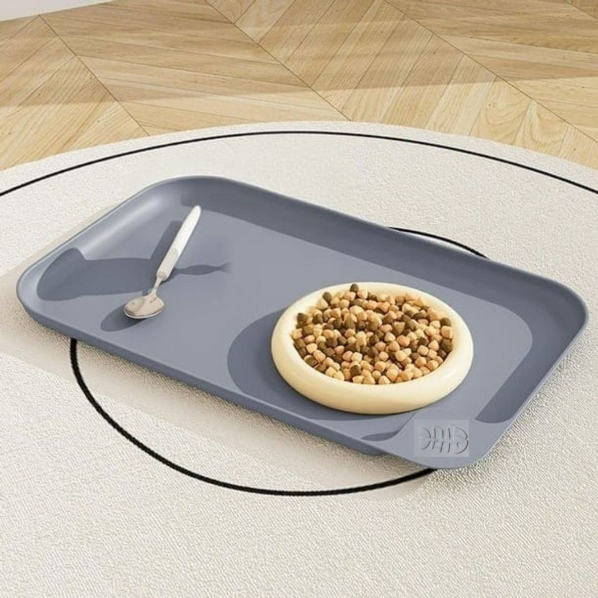 GENERICO - Bandeja de Comida Para Mascotas Antiderrame GRIS