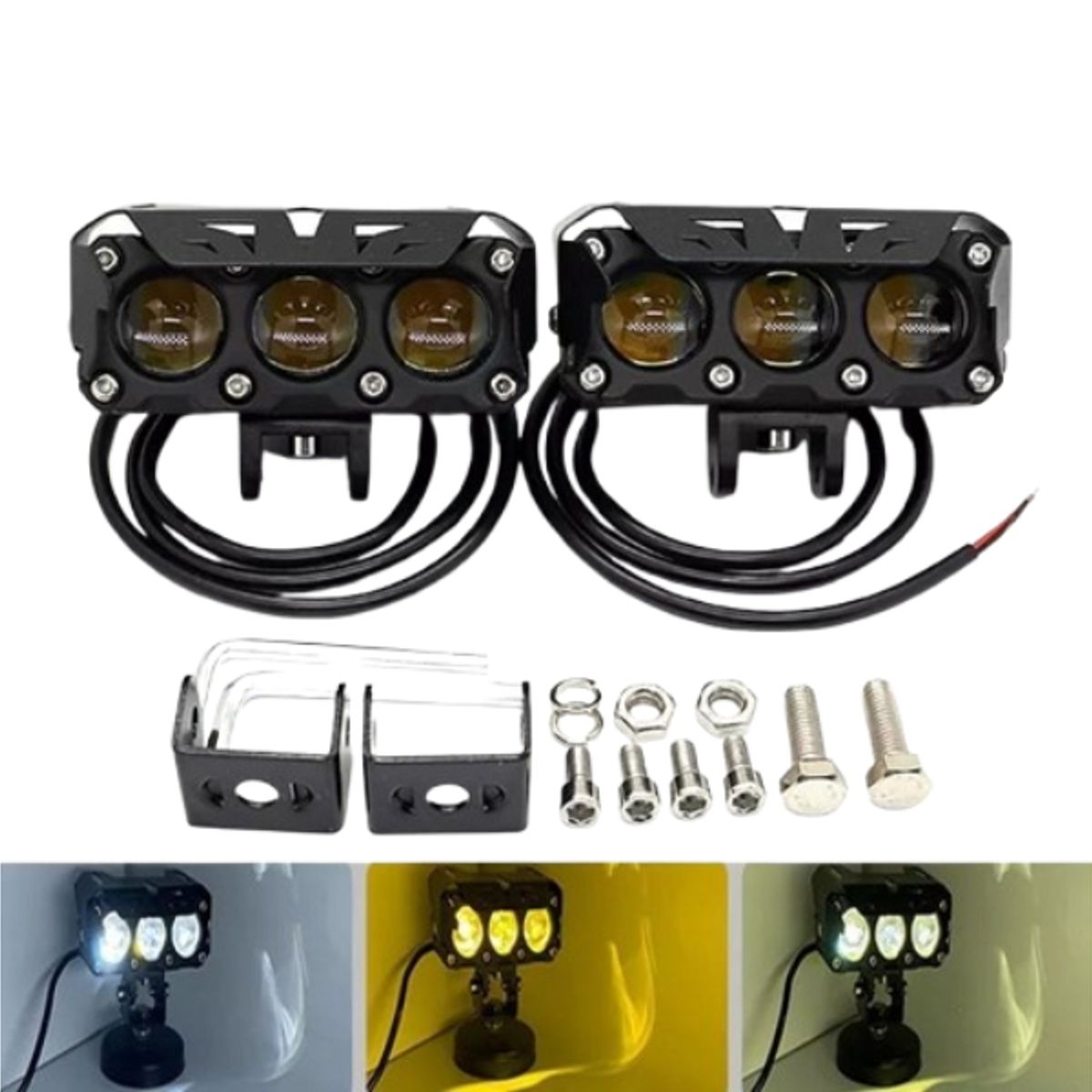 PREMIUM - Luces Faros Para Moto o Auto Antiniebla Led 3x3 Dual Con Ventilador impermeable