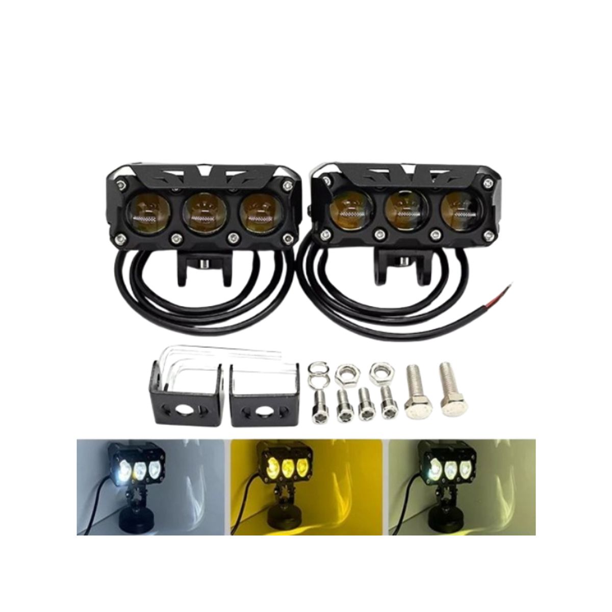 PREMIUM - Luces Faros Para Moto o Auto Antiniebla Led 3x3 Dual Con Ventilador impermeable