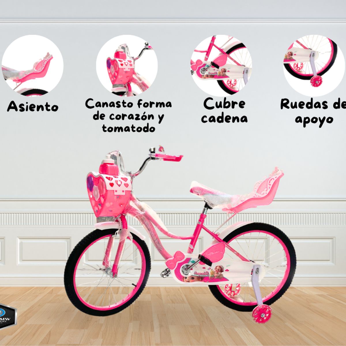 GENERICO - Bicicleta para Niña ARO 16 ROSADO OSCURO