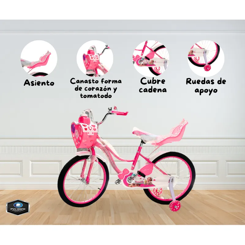 GENERICO - Bicicleta para Niña ARO 16 ROSADO OSCURO
