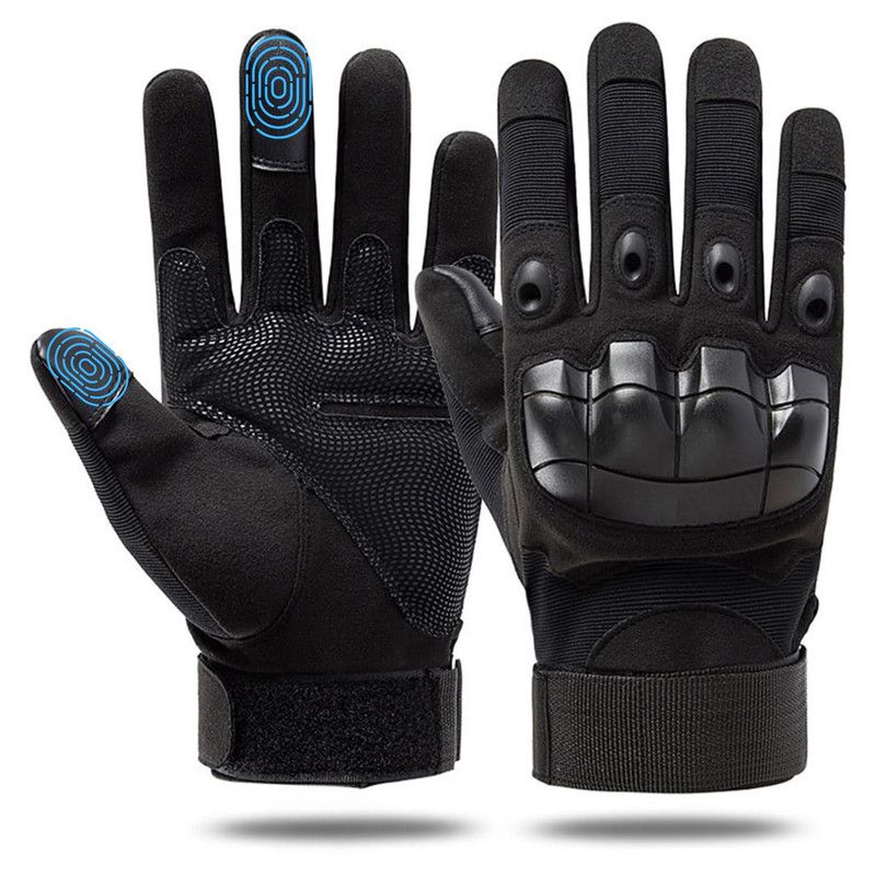 OEM - Guantes Táctico Dedo Completo para Moto Gym Ciclismo Negro
