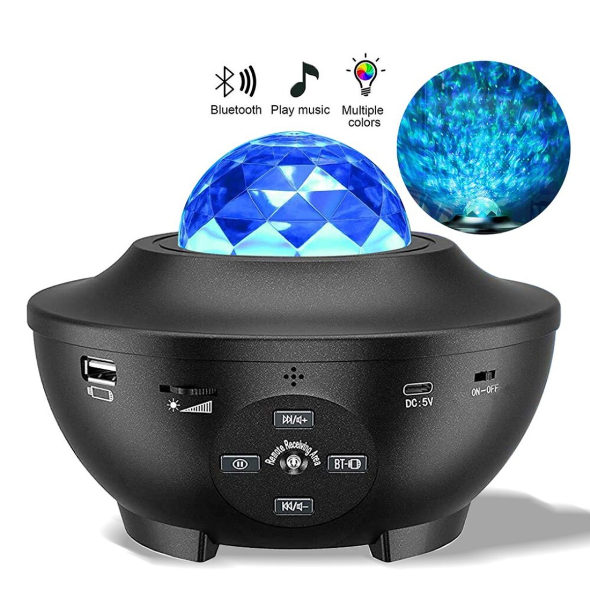 GENERICO - Proyector de Luces Galaxias y Estrellas con Parlante Bluetooth