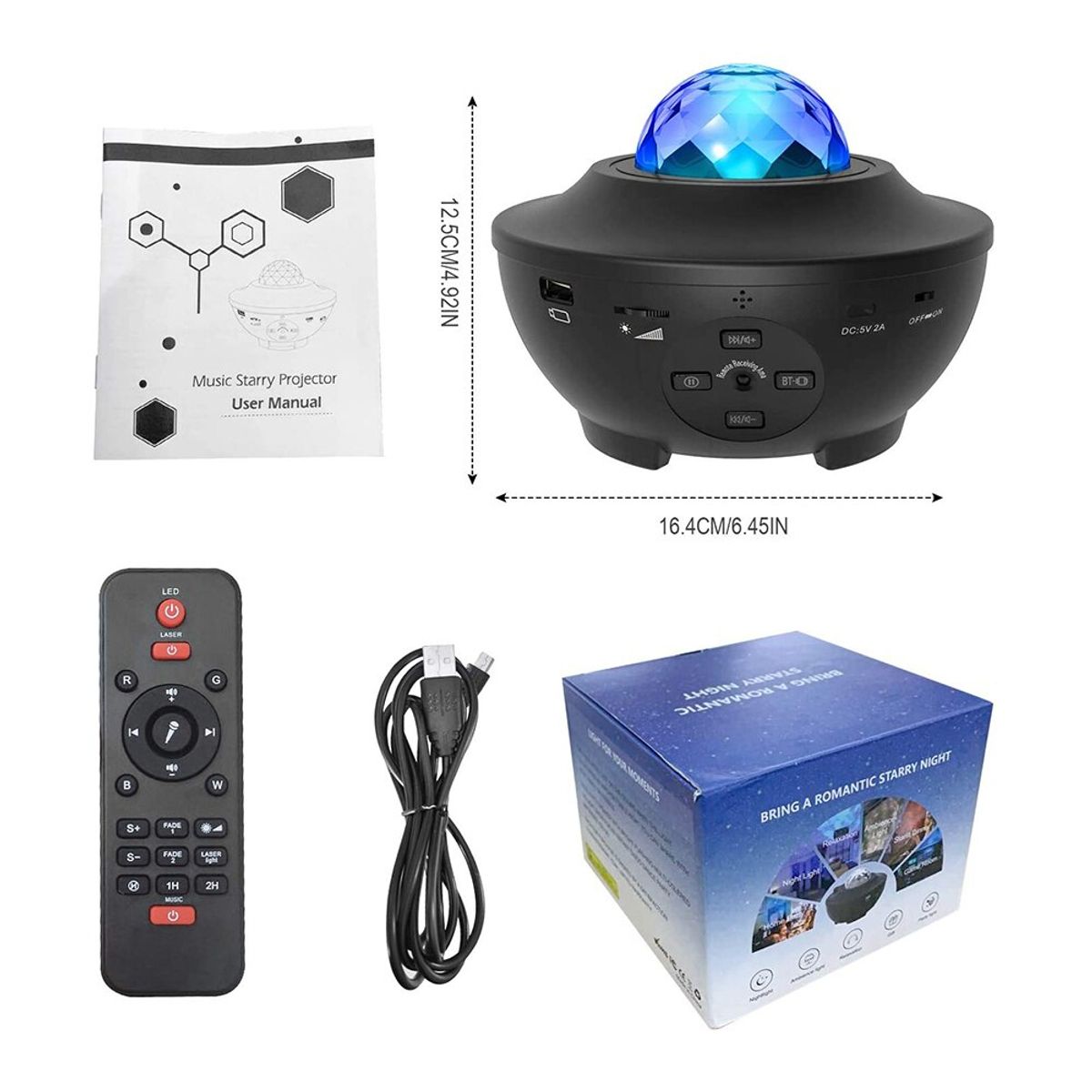 GENERICO - Proyector de Luces Galaxias y Estrellas con Parlante Bluetooth