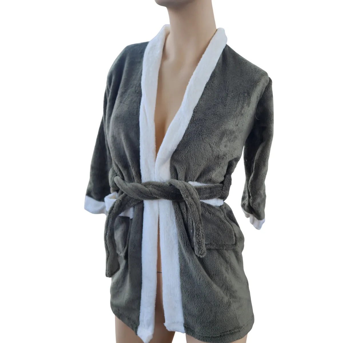 GENERICO - Bata de baño absorbente diseño moderno color Verde Oscuro