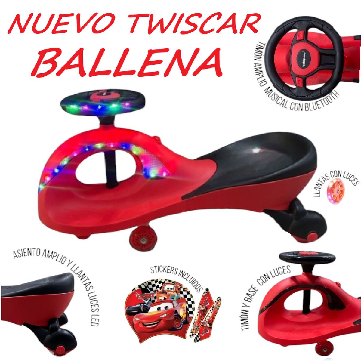 GENERICO - Nuevo Twiscar Musical y Luces Bluetooth Ballena -Cars