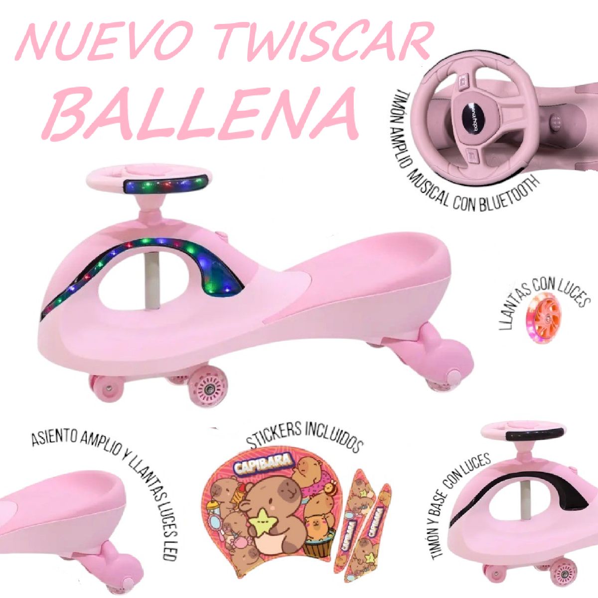 GENERICO - Nuevo Twiscar Musical y Luces Bluetooth Ballena -Capibara