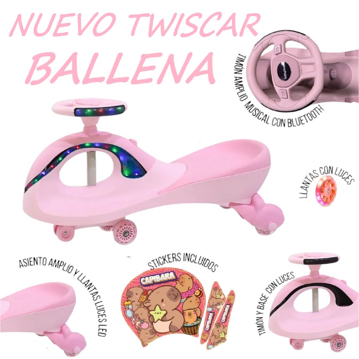 GENERICO - Nuevo Twiscar Musical y Luces Bluetooth Ballena -Capibara