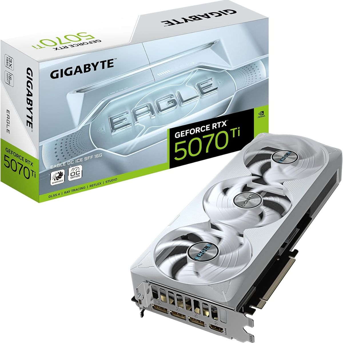 GIGABYTE - Tarjeta de video GIGABYTE GeForce RTX 5070 Ti EAGLE OC ICE SFF 16 GB