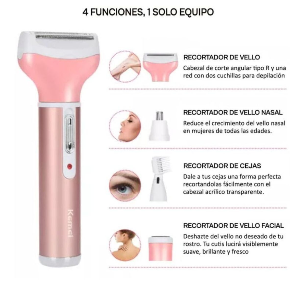 OEM - Depiladora para Dama KEMEI 4en 1