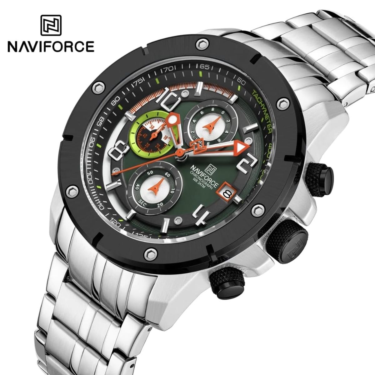 NAVIFORCE - Reloj Naviforce NF8056 Plateado Correa Acero para Caballero