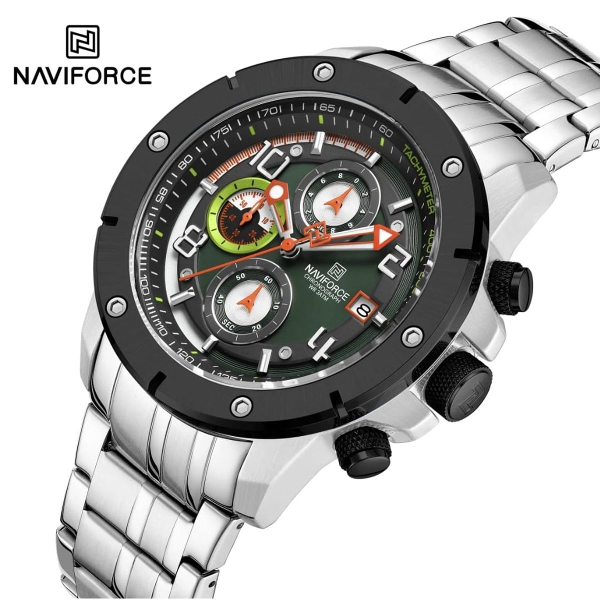 NAVIFORCE - Reloj Naviforce NF8056 Plateado Correa Acero para Caballero