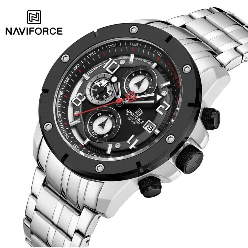 NAVIFORCE - Reloj Naviforce NF8056 Plateado Correa Acero para Caballero