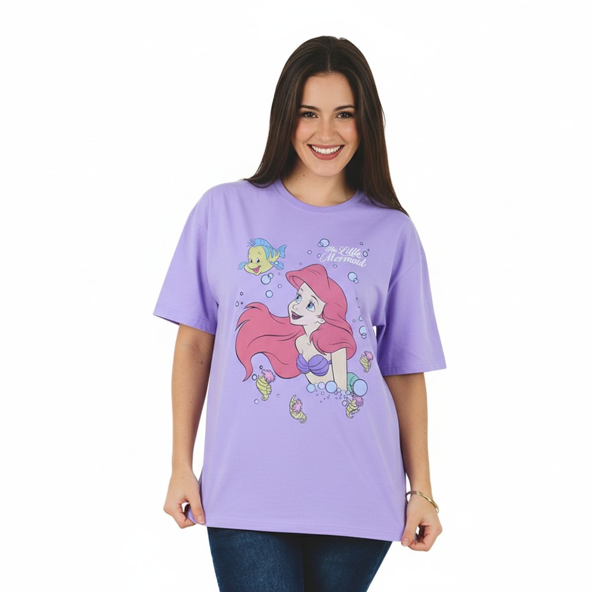DISNEY CLASICOS - Polo Oversize Sirenita Ariel Mujer Lila