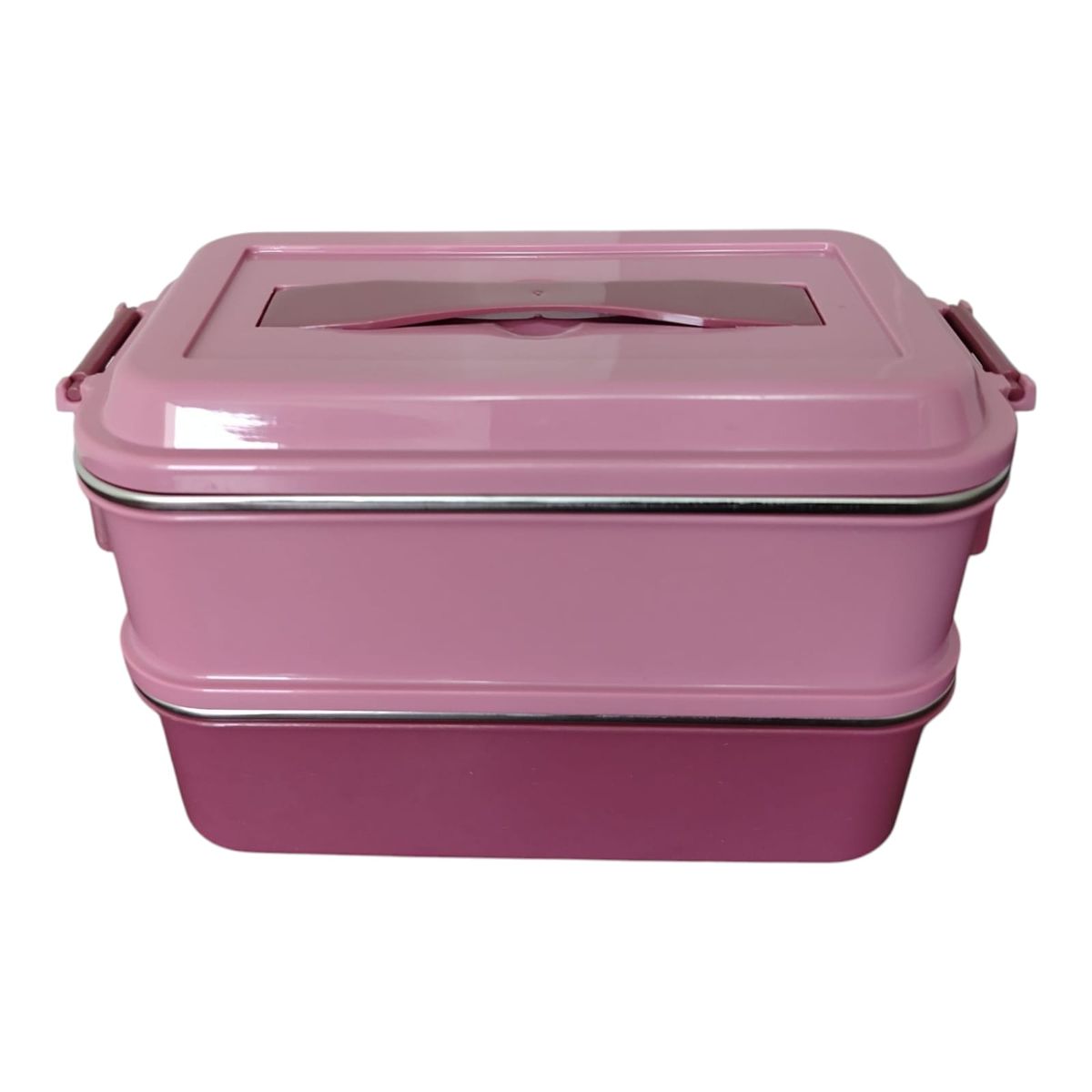 WELL BEING - Lonchera de Acero Inoxidable 2 Niveles 1400ml – Rosado