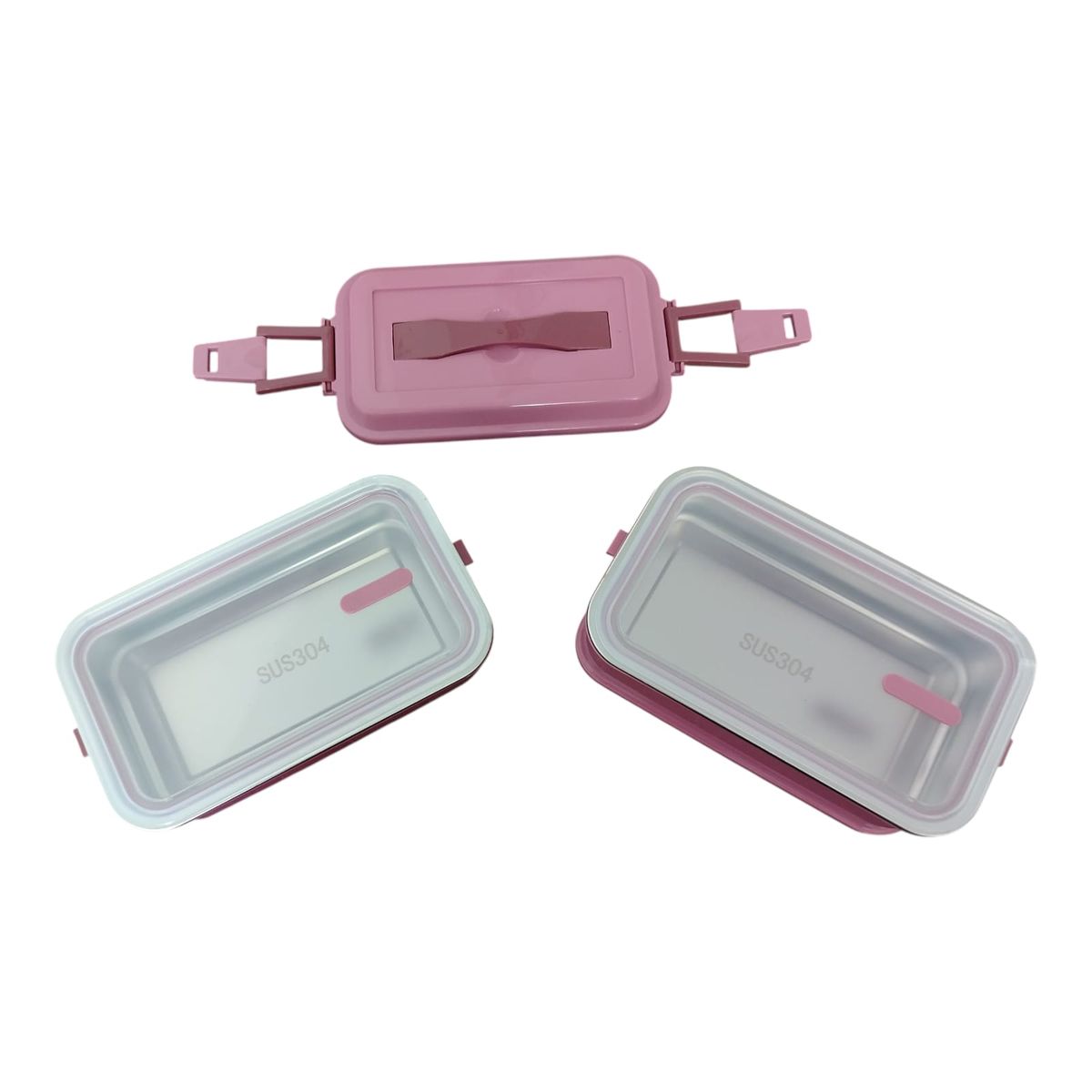 WELL BEING - Lonchera de Acero Inoxidable 2 Niveles 1400ml – Rosado