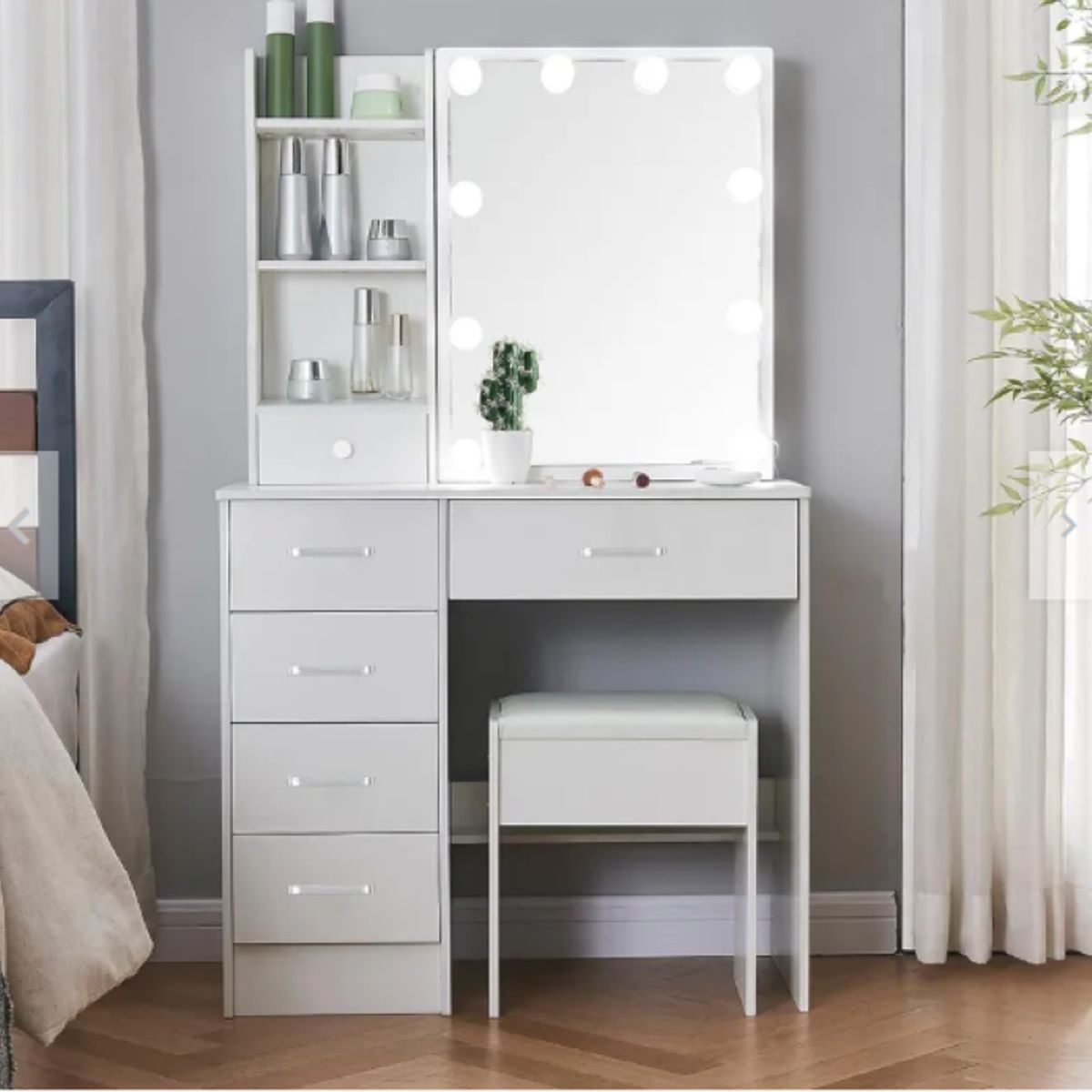 NACION MUEBLES - TOCADOR VICTORIA CON LUCES BLANCO COLOR BLANCO