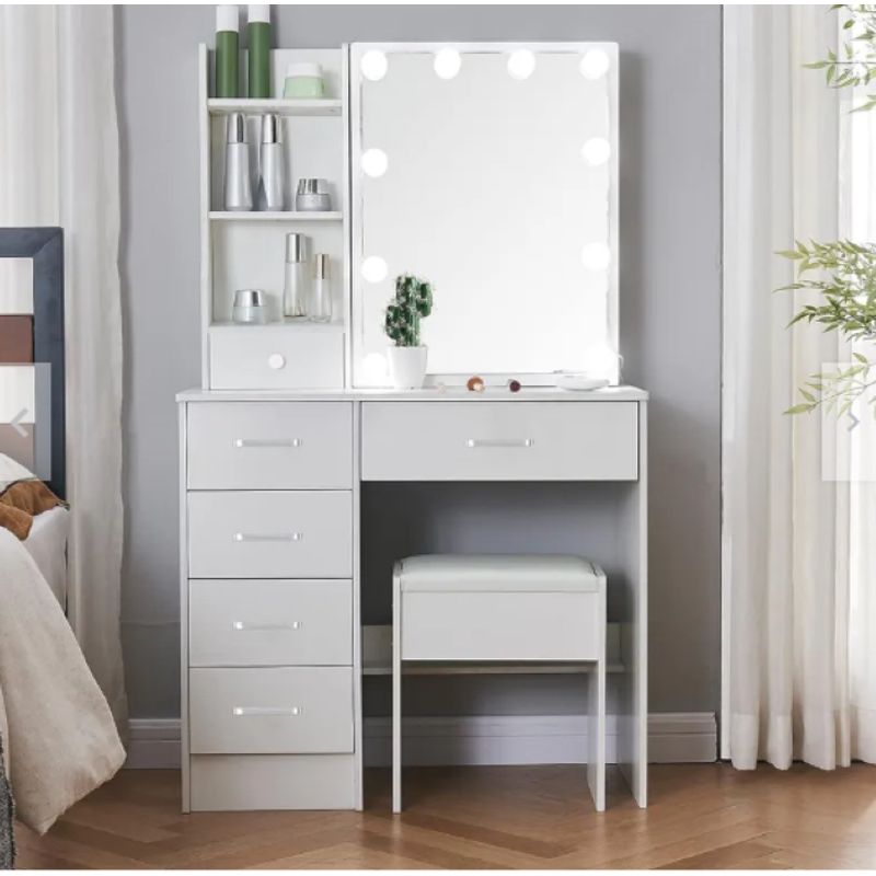 NACION MUEBLES - TOCADOR VICTORIA CON LUCES BLANCO COLOR BLANCO