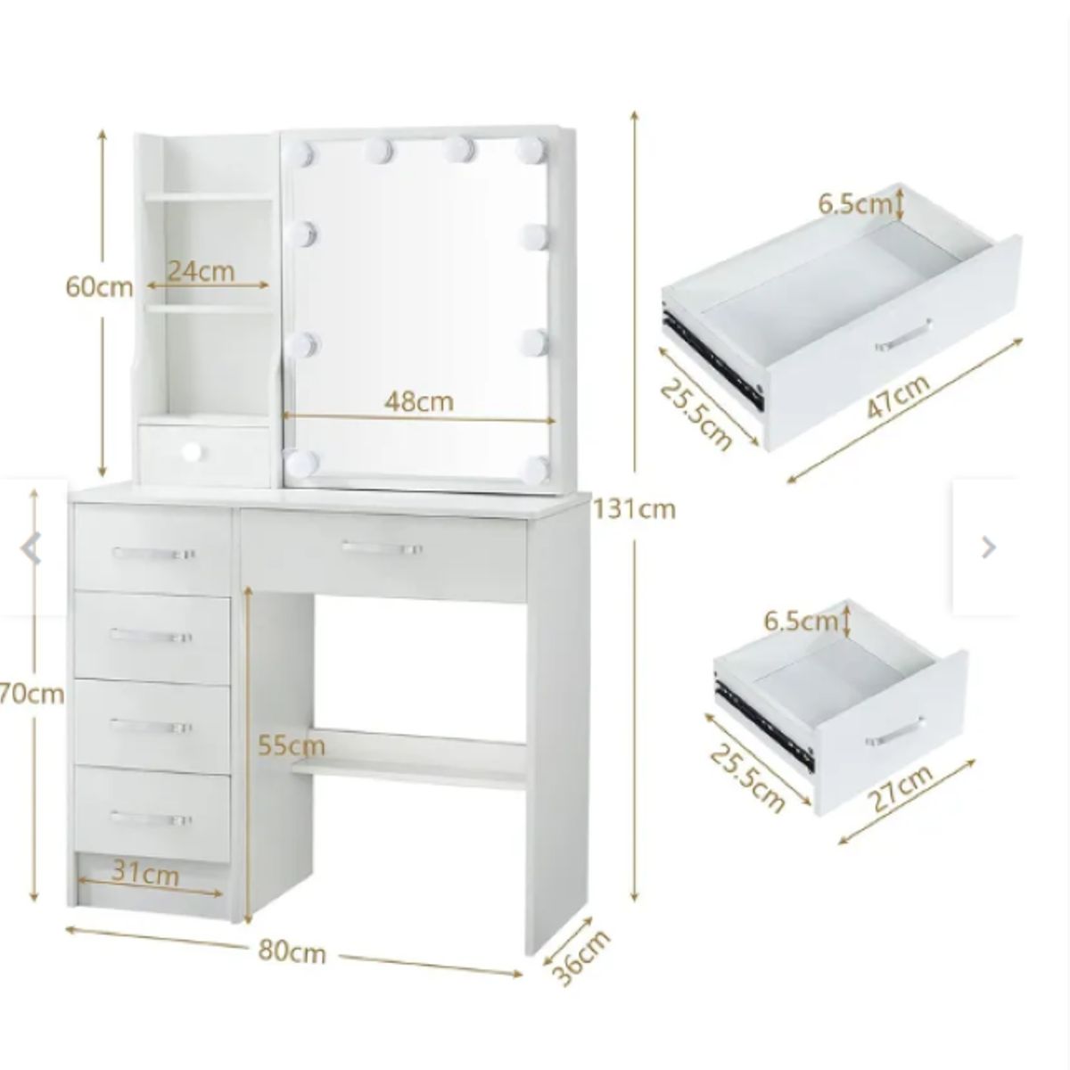 NACION MUEBLES - TOCADOR VICTORIA CON LUCES BLANCO COLOR BLANCO