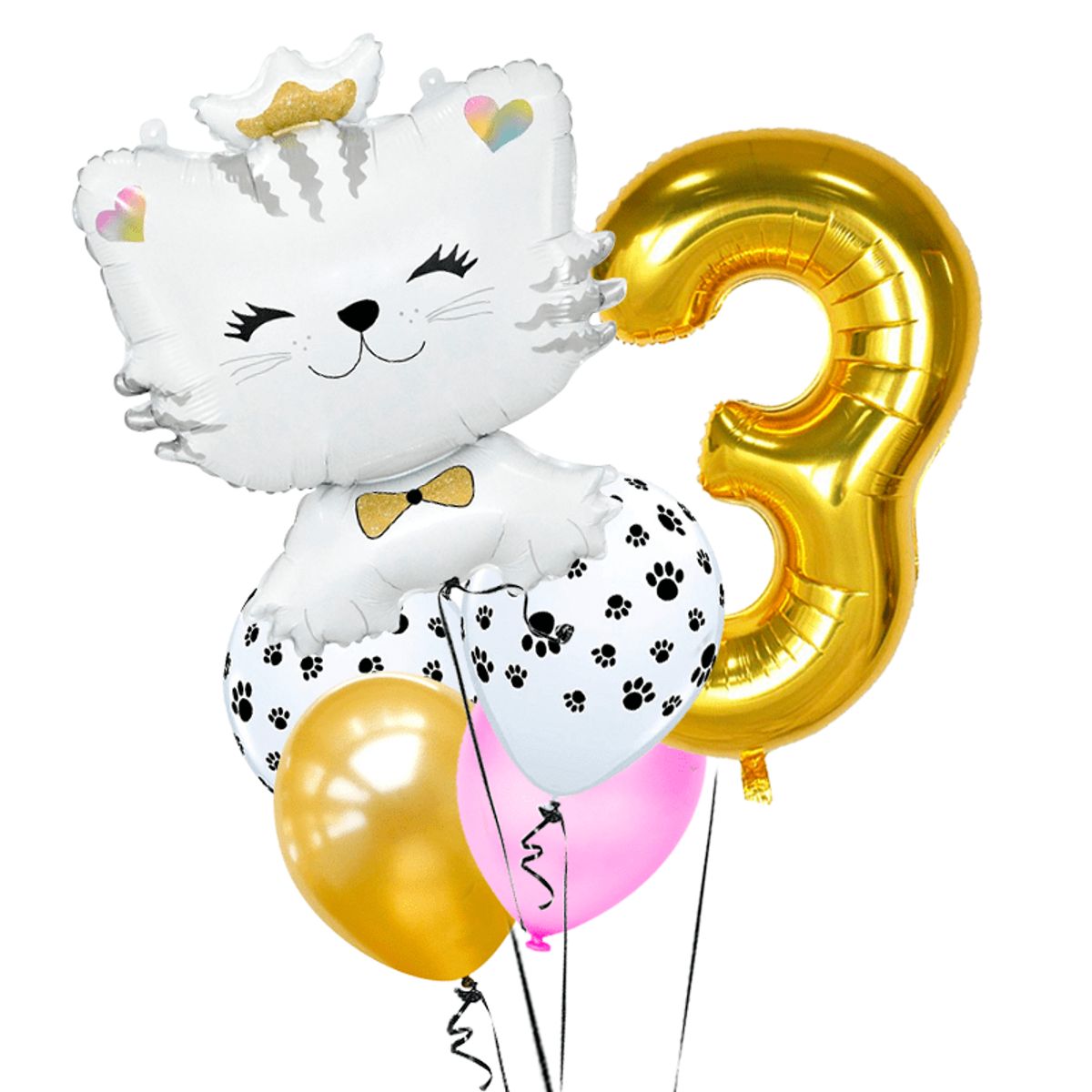 GENERICO - Globos en forma  de gato con numero