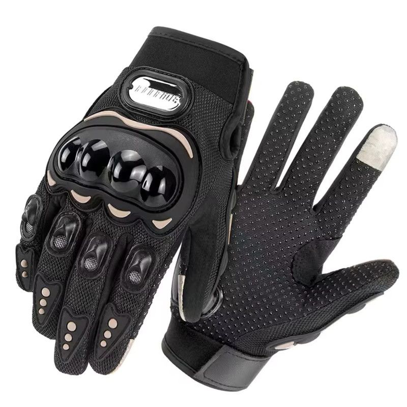 OEM - Guantes para Moto Dedo Completo y Táctil Guantes Protector Negro