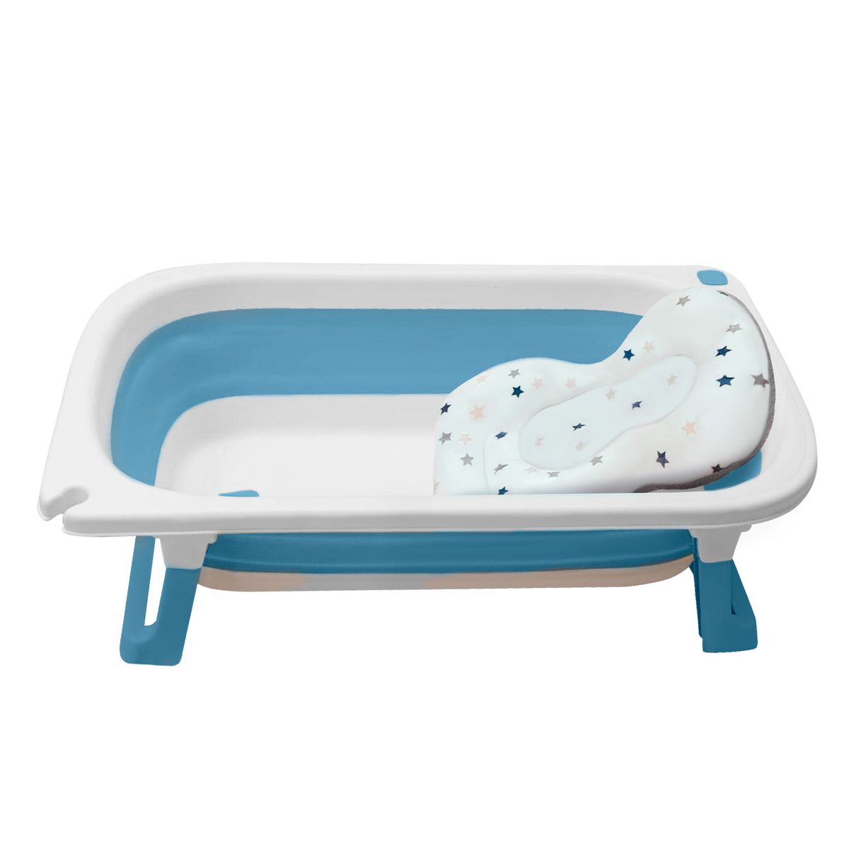 BABYPAL - Bañera Plegable para Bebe con Cojín Compacta y Segura Azul
